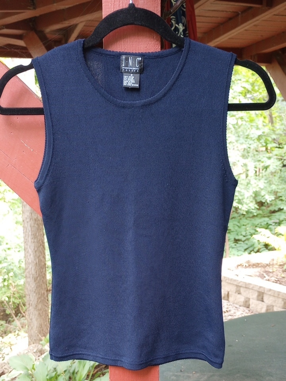 INC Navy Knit Top Petite